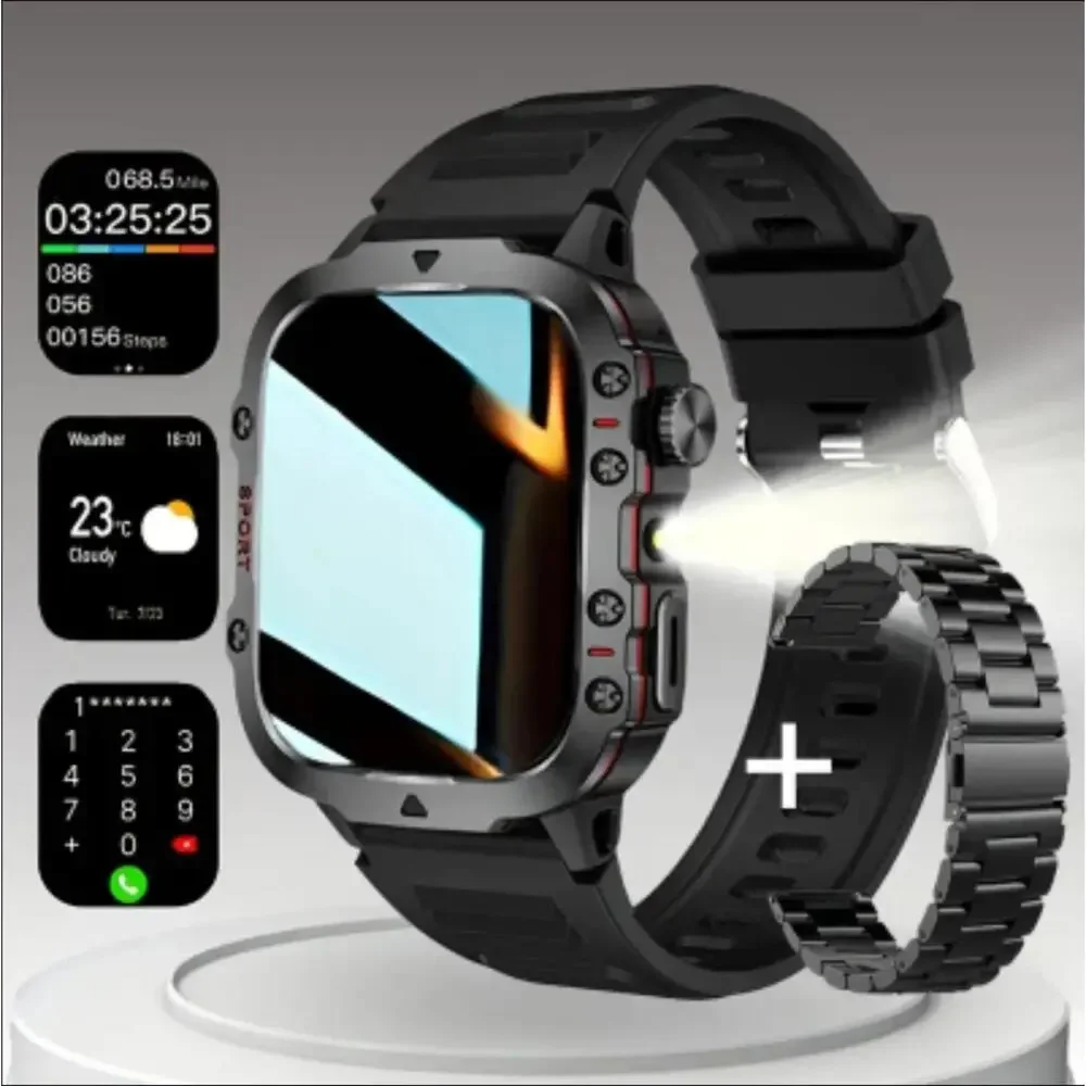 Smart Watch for Men, Smartwatch Outdoor Sports, with LED Light, Wireless Calling